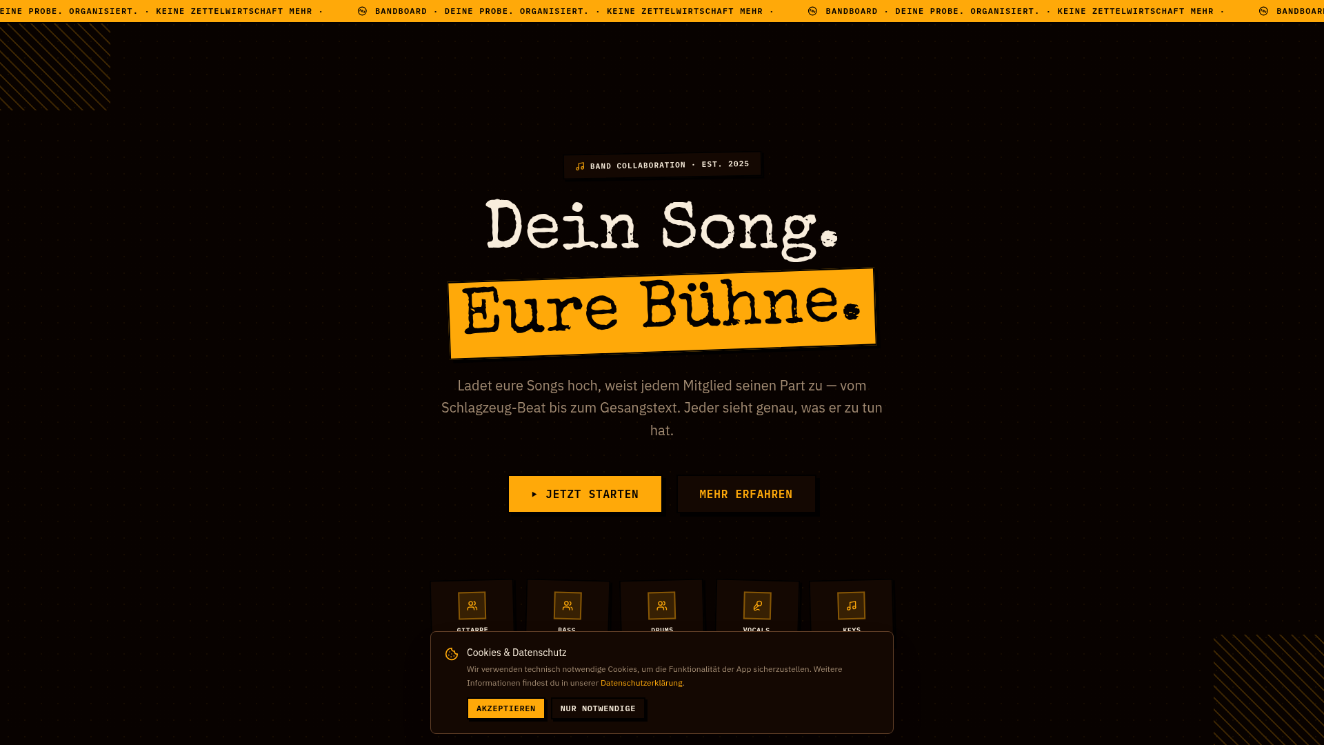 Band-Board – Vorschau der Webseite band-board.de