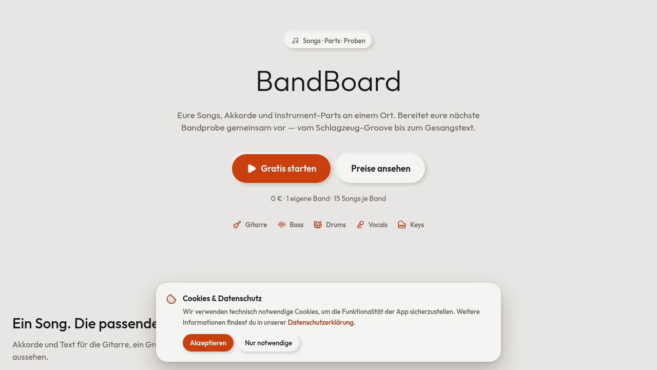 Band-Board – Vorschau der Webseite band-board.de