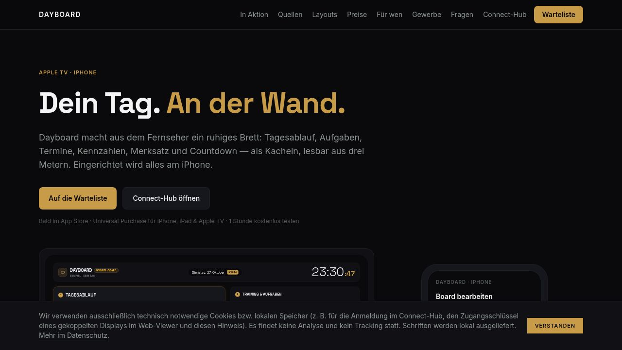 Dayboard – Vorschau der Webseite dayboard.de