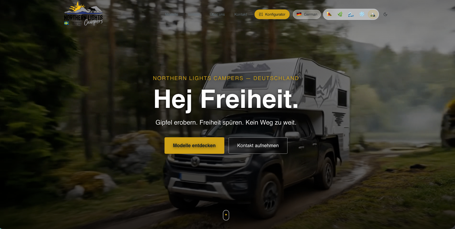 Northern Lights Campers – Vorschau der Webseite northern-lights-campers.de